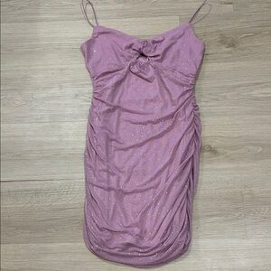 Chic Pink Ruched Mini Dress